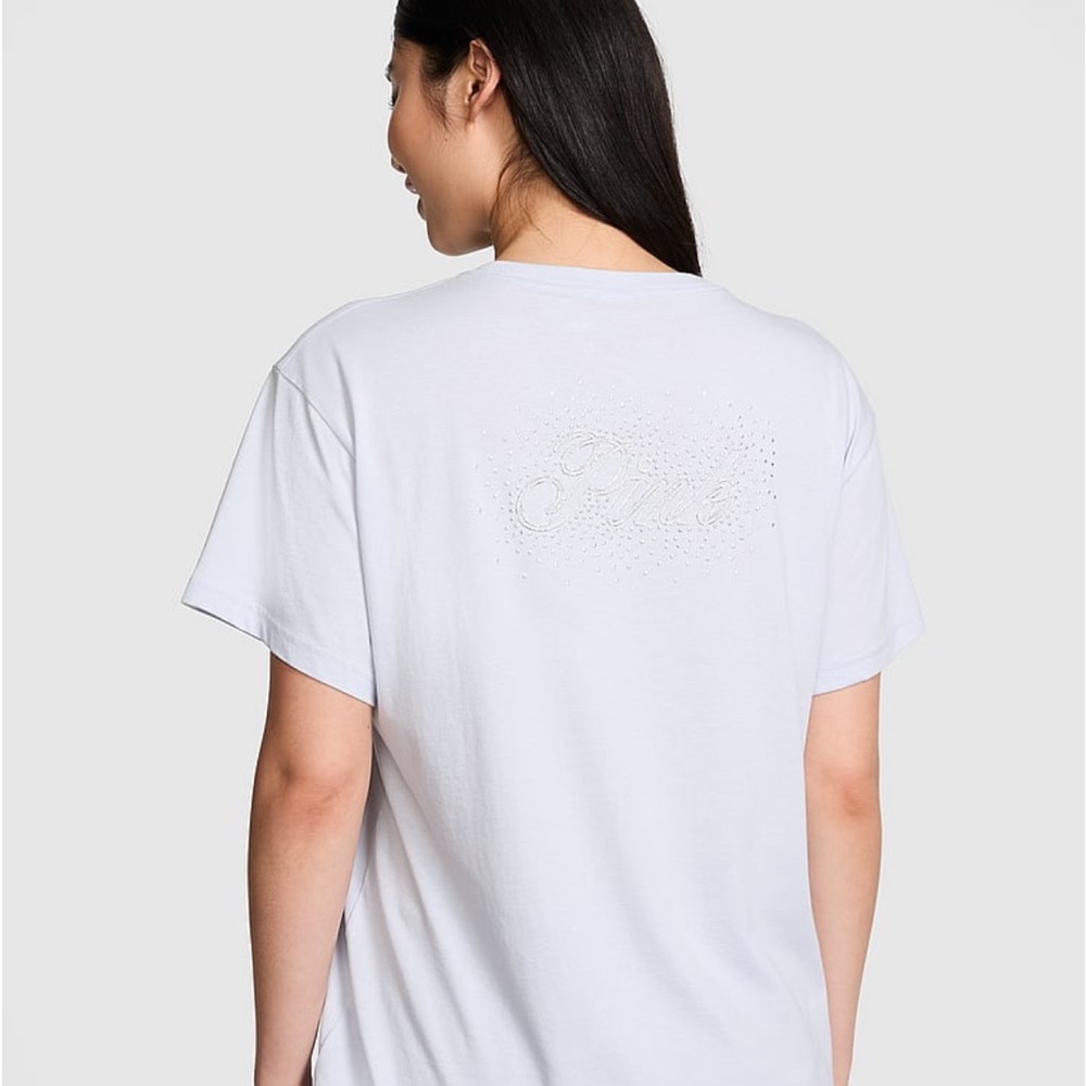 Victoria’s Secret PINK Campus Cotton Tee - Hydrangea Blue Bling